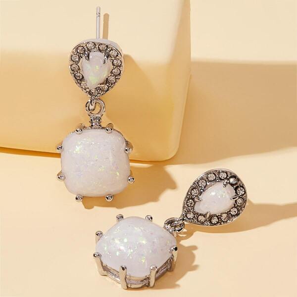 

Rhinestone Decor Stone Drop Earrings 1pair