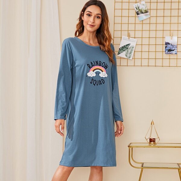 

Rainbow & Letter Print Night Dress