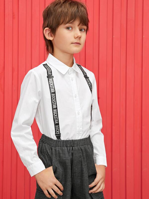 

Boys Letter Tape Print Shirt, White, Bogdan