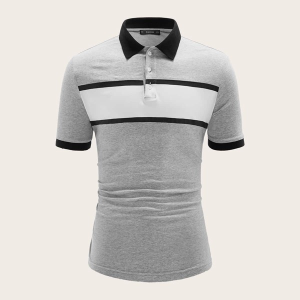 

Men Cut-and-sew Ringer Polo Shirt