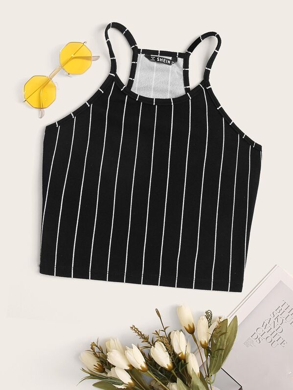 

Striped Cami Top, Black