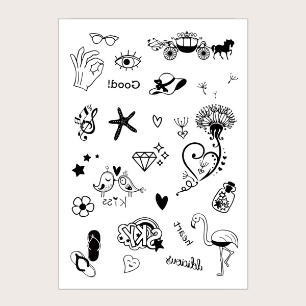 

Starfish & Flamingos Pattern Tattoo Sticker 1sheet