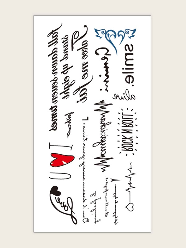 

Language Pattern Tattoo Sticker 1sheet, Black