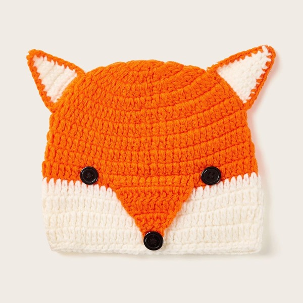 

Toddler Kids Fox Design Knit Beanie
