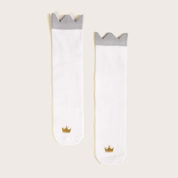 

Toddler Girls Crown Pattern knee Length Socks 1pair