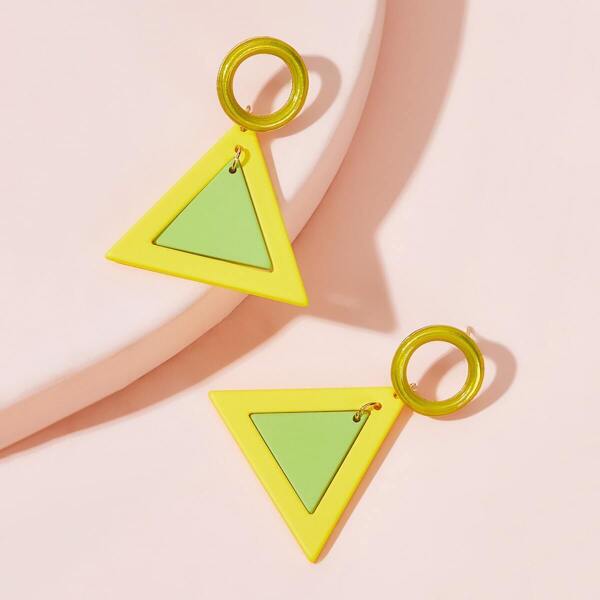 

Round Decor Colorblock Triangle Drop Earrings 1pair, Multicolor