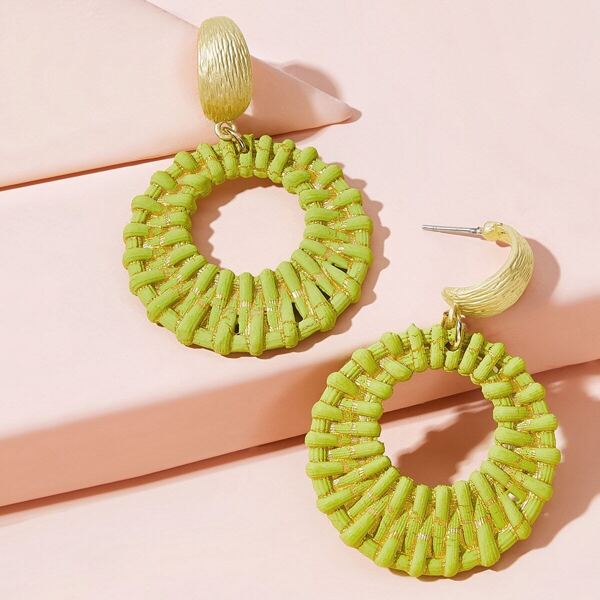 

Braided Open Round Drop Earrings 1pair, Multicolor