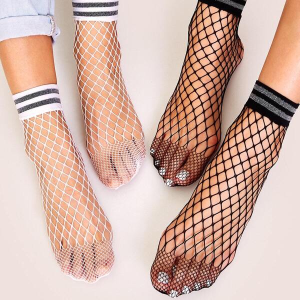 

Fishnet Mesh Socks 2pairs, Multicolor