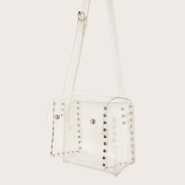 

Studded Decor Clear Crossbody Bag