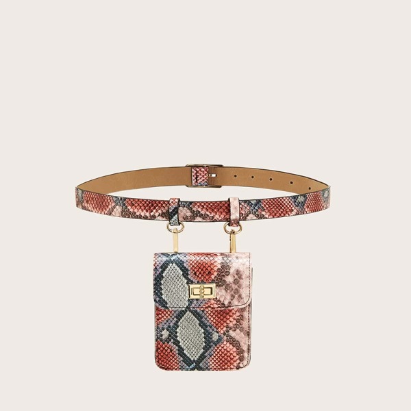 

Twist Lock Snakeskin Print Fanny Pack