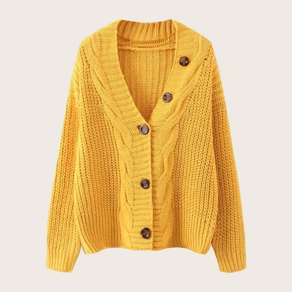 

Single Breasted Twist Cable Knit Cardigan
