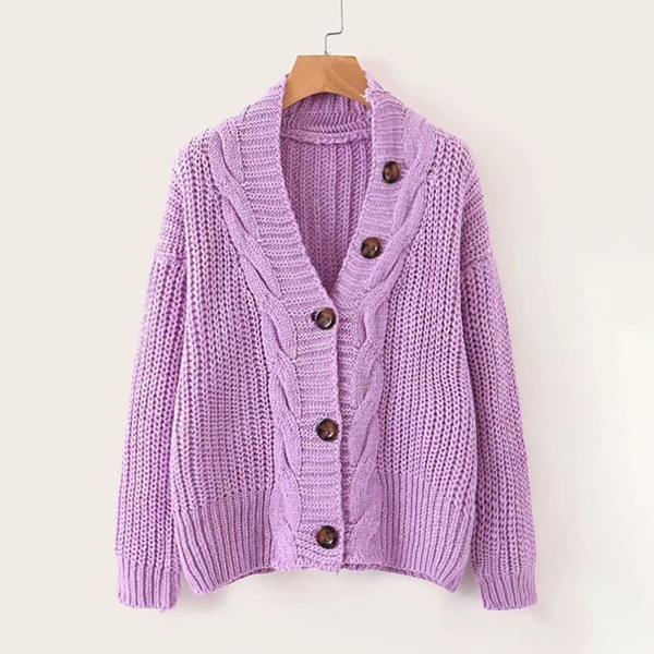 

Single Breasted Twist Cable Knit Cardigan