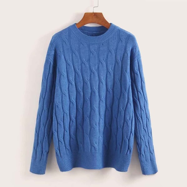 

Twist Cable Knit Dropped Shoulder Sweater
