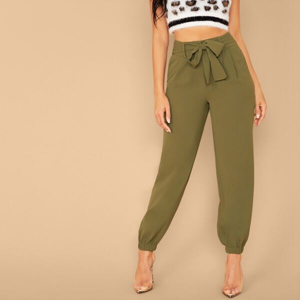 

Waist Tie Jogger Pants, Army green
