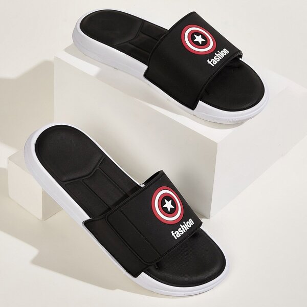 

Men Open Toe Star Print Sliders