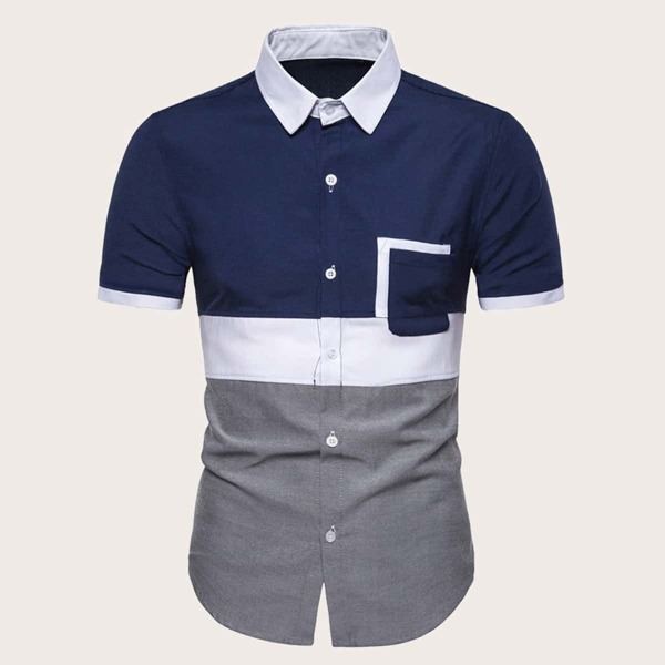 

Men Cut And Sew Panel Shirt