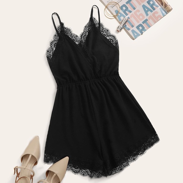 

Lace Panel Cami Romper