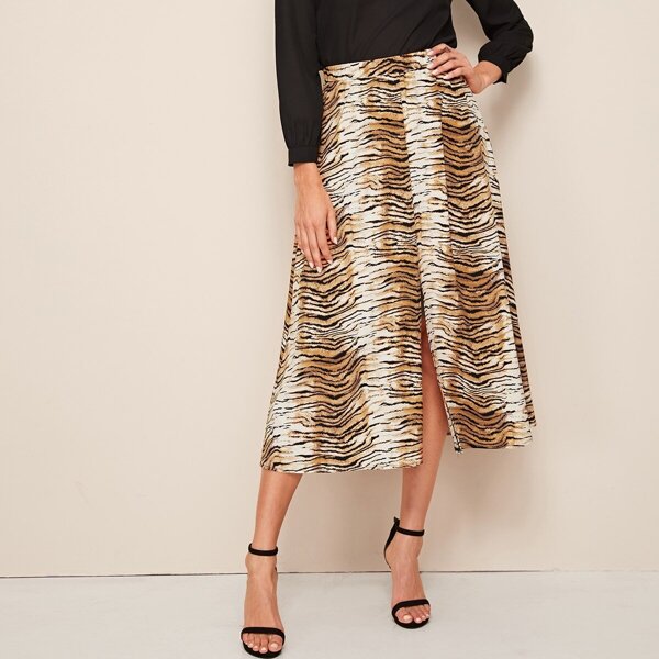 

Zebra Striped High Waist Skirt