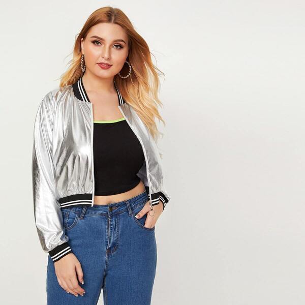 

Plus Contrast Binding O-ring Zipper Jacket