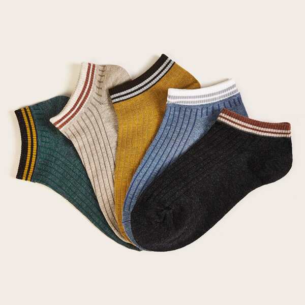 

Men Contrast Trim Socks 5pairs
