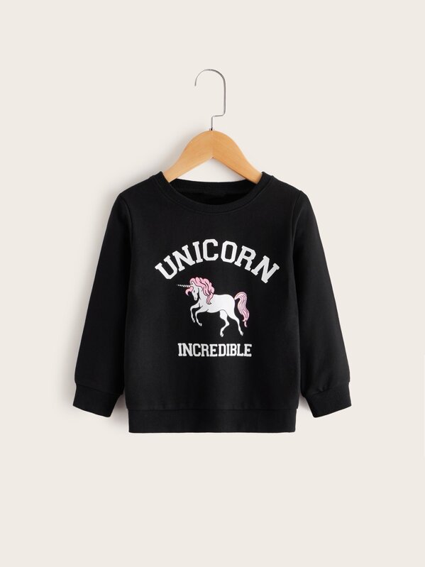 

Toddler Girls Unicorn And Letter Graphic Sweatshirt, Black