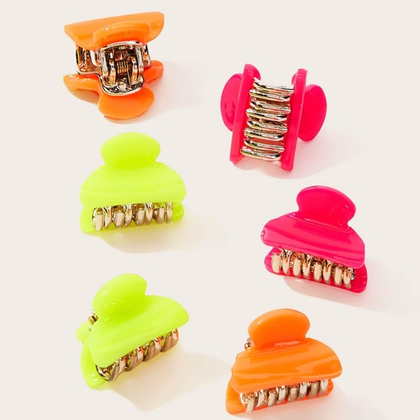 

Simple Neon Hair Claw 6pcs, Multicolor