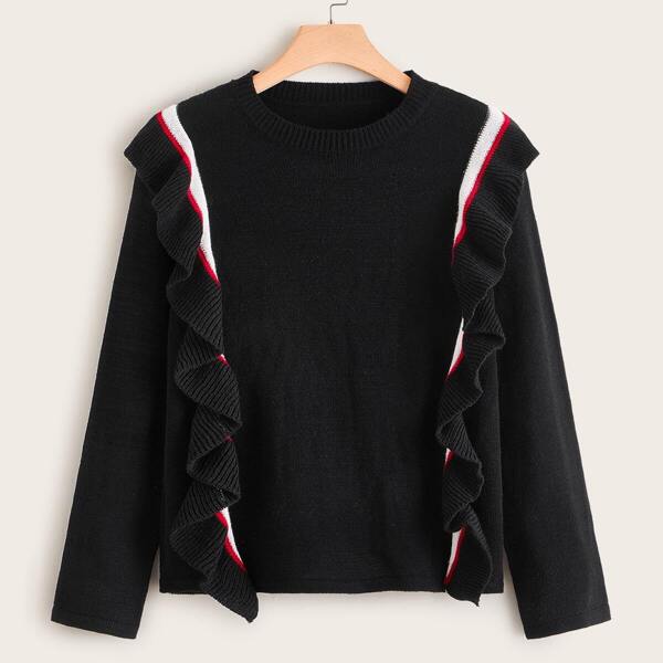 

Plus Ruffle Trim Sweater