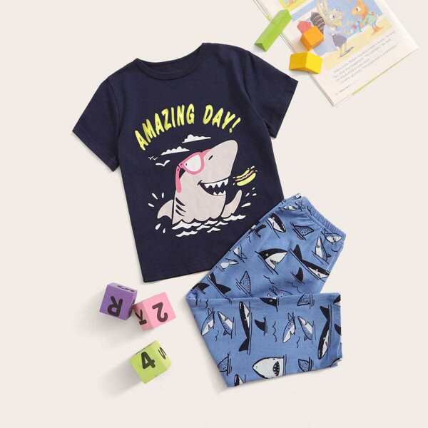 

Toddler Boys Shark Print Pajama Set, Multicolor