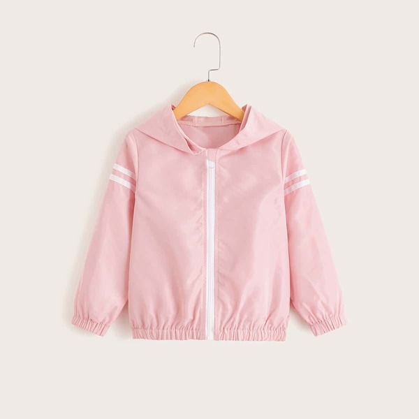 

Toddler Girls Stripe Side Hooded Windbreaker Jacket, Baby pink
