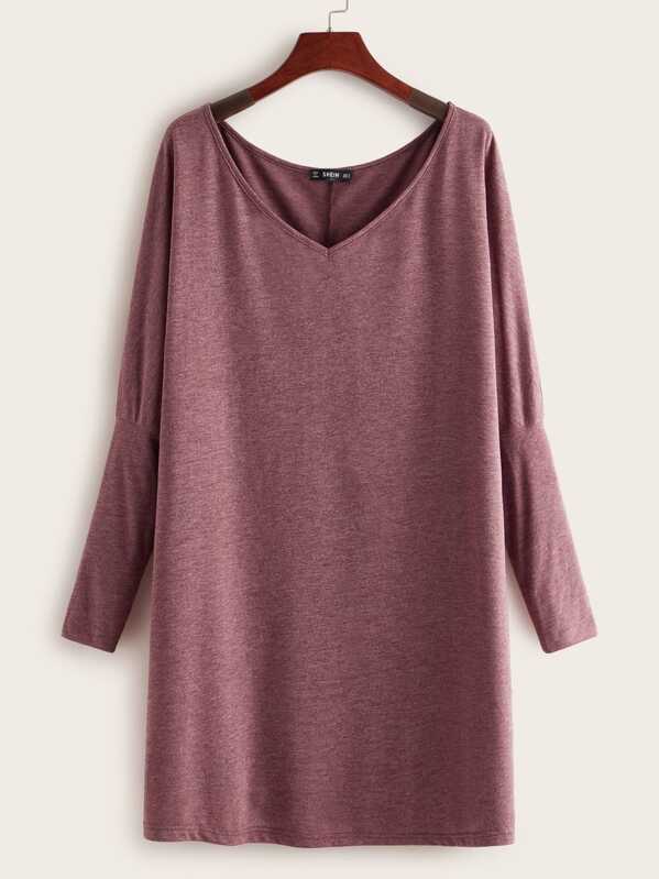 

Dolman Sleeve Tee Dress, Burgundy, Anna Herrin