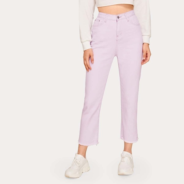 

Raw Hem Solid Jeans