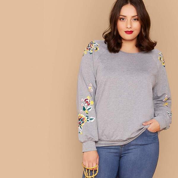 

Plus Floral Print Sweatshirt