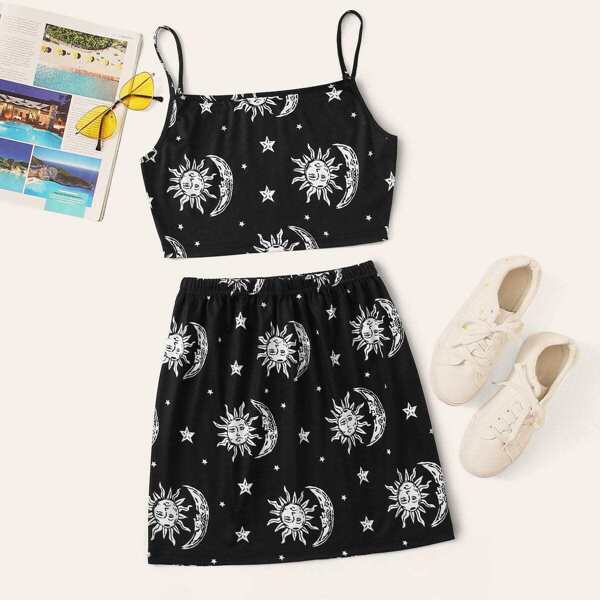 

Galaxy Print Cami Top & Skirt