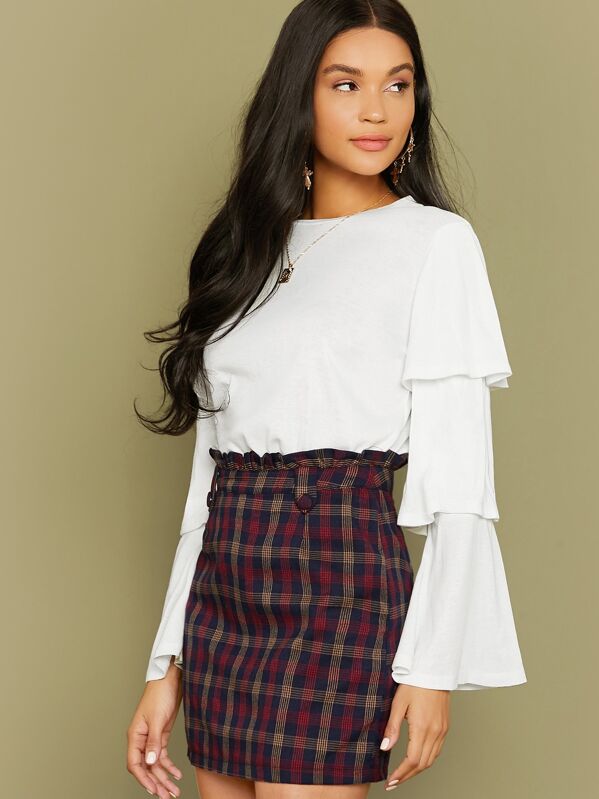 

Layered Bell Sleeve Solid Top, White, Juliette