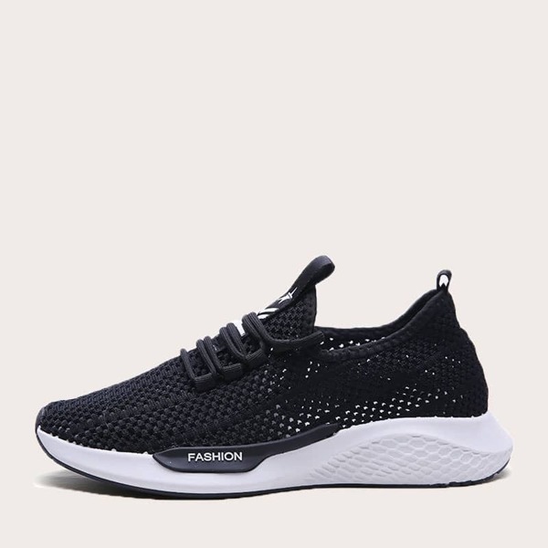 

Men Lace-up Front Mesh Trainers, Black