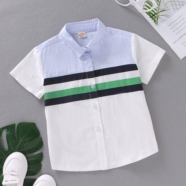 

Toddler Boys Colorblock Button Through Shirt