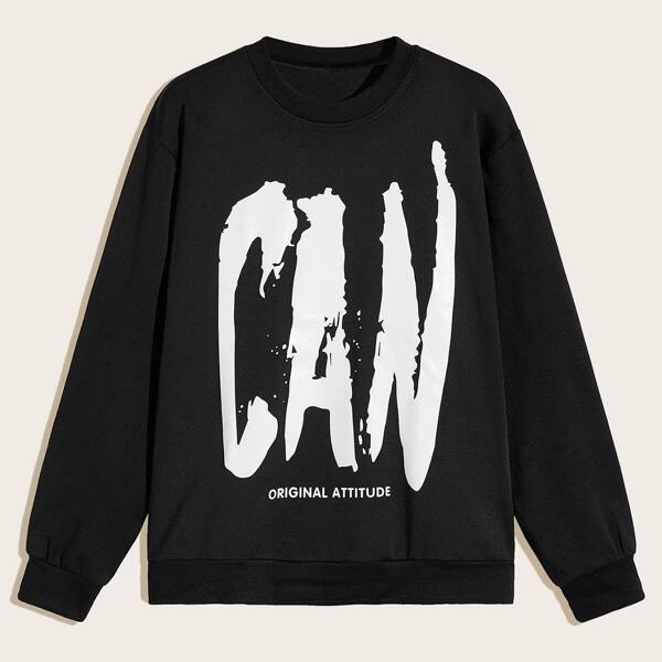 

Men Crew Neck Letter Print Sweatshirt