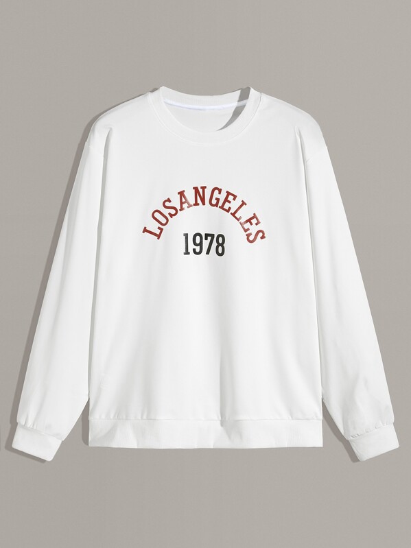 

Men Crew Neck Letter Graphic Round, White