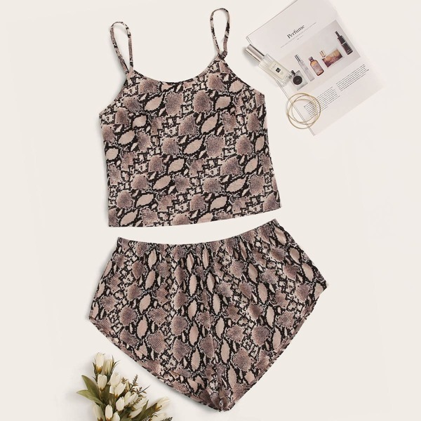 

Plus Snakeskin Cami Pajama Set, Multicolor