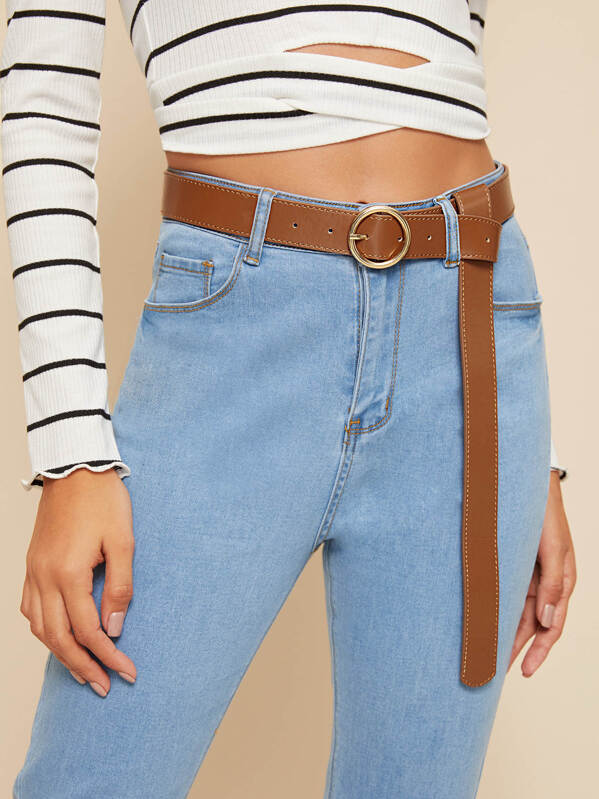 

Knot Decor Skinny Belt, Brown