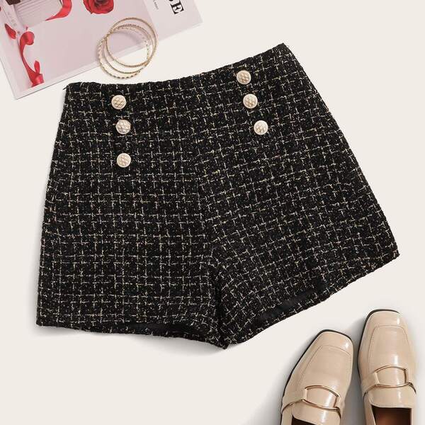 

Button Side Tweed Shorts