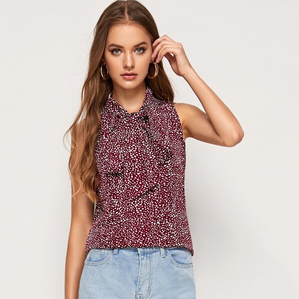 

Dalmatian Tie Front Sleeveless Top
