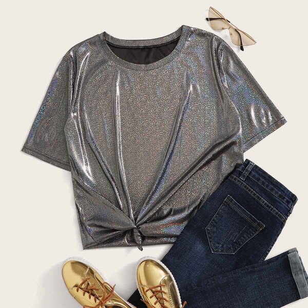 

Round Neck Metallic Tee