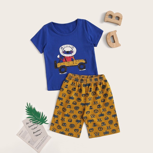 

Toddler Boys Cartoon Print Pajama Set, Multicolor
