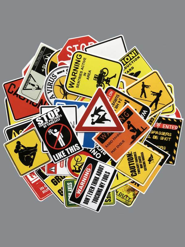 

Funny Warning Sign Print Sticker 50pcs