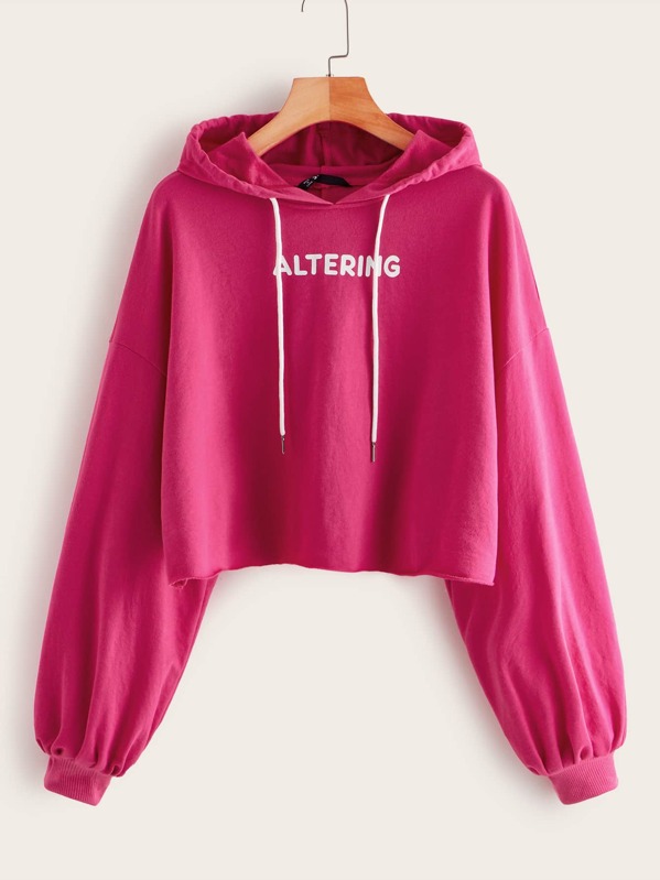 

Drop Shoulder Letter Graphic Drawstring Hoodie, Pink, Juliana