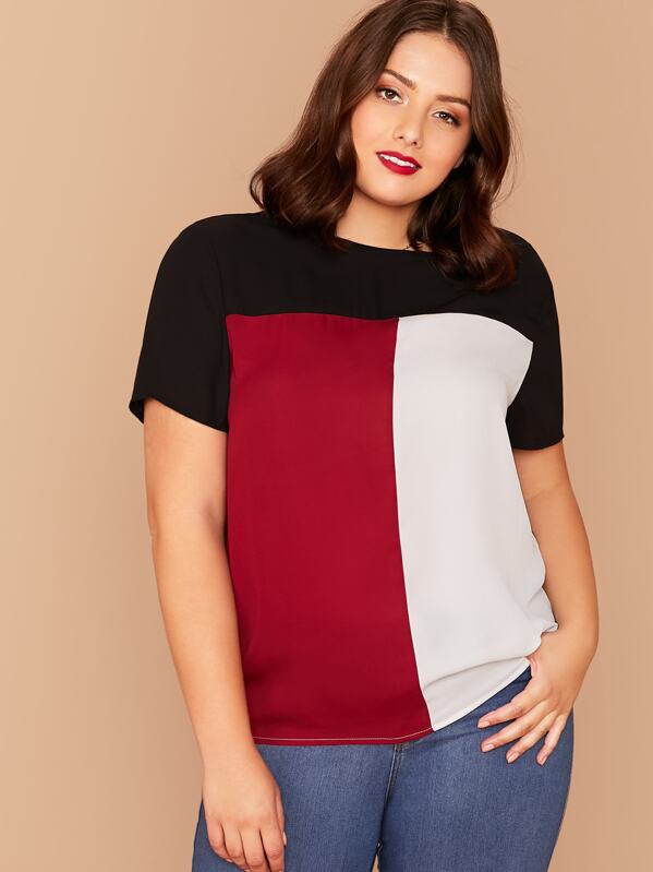 

Plus Keyhole Back Colorblock Top, Multicolor, Marcelle Pallais