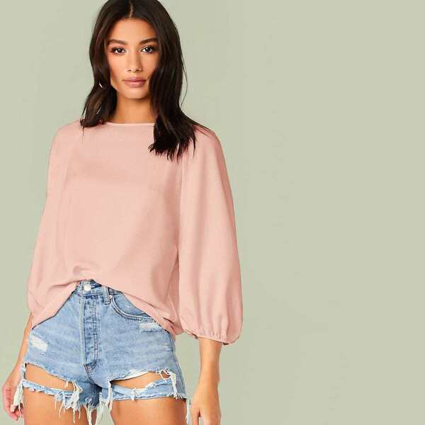 

Solid Raglan Sleeve Top, Pink pastel