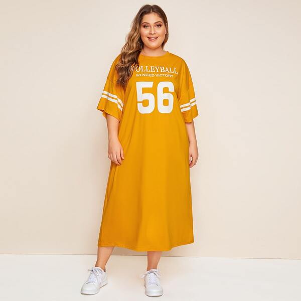 

Plus Drop Shoulder Varsity Print Night Dress