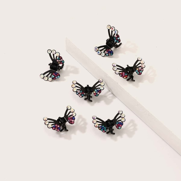 

Toddler Girls Rhinestone Engraved Butterfly Hair Claw 6pcs